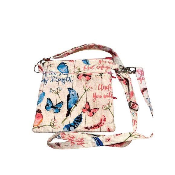 Crossbody bag purse butterflies birds feathers adjustable removable strap - Picture 3 of 15